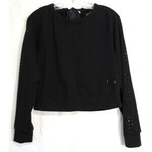 Armani Exchange Black Bow Back Sequin Sleeves Cropped Sweatshirt Size XS EUC